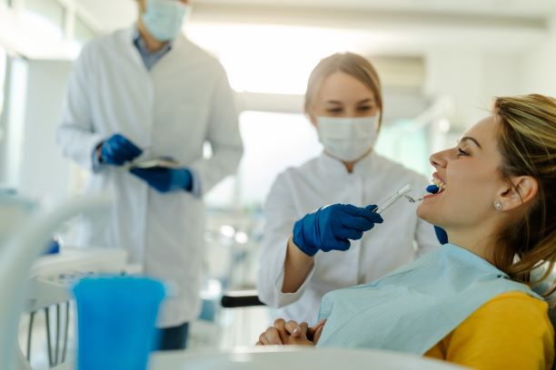 woman dentist working