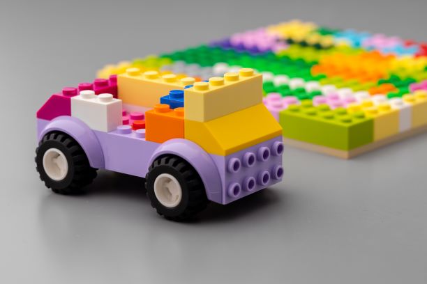 close up of colorful toy constructor