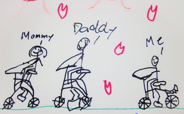kid drawing of cycling family fun CE7ZH7K