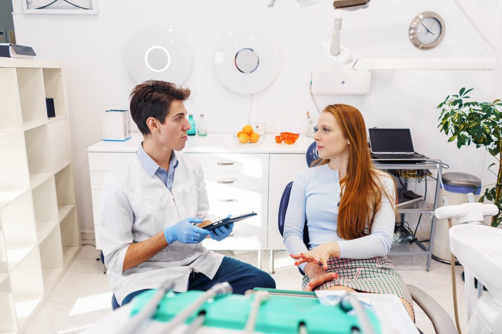 Man and woman dentist office